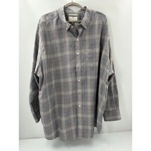 Oak Hill Fit by DXL Mens 3XL Grey Plaid Button Down Shirt Long Sleeve
